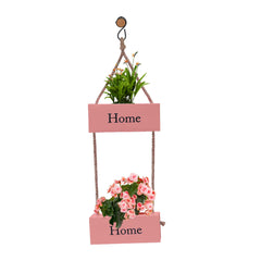 Dekornest Iron Double Hanging Planter with Jute Rope (DH2)