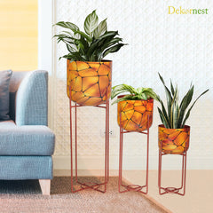 Dekornest Golden Pot with Golden Stand set of 3 (1007 A)