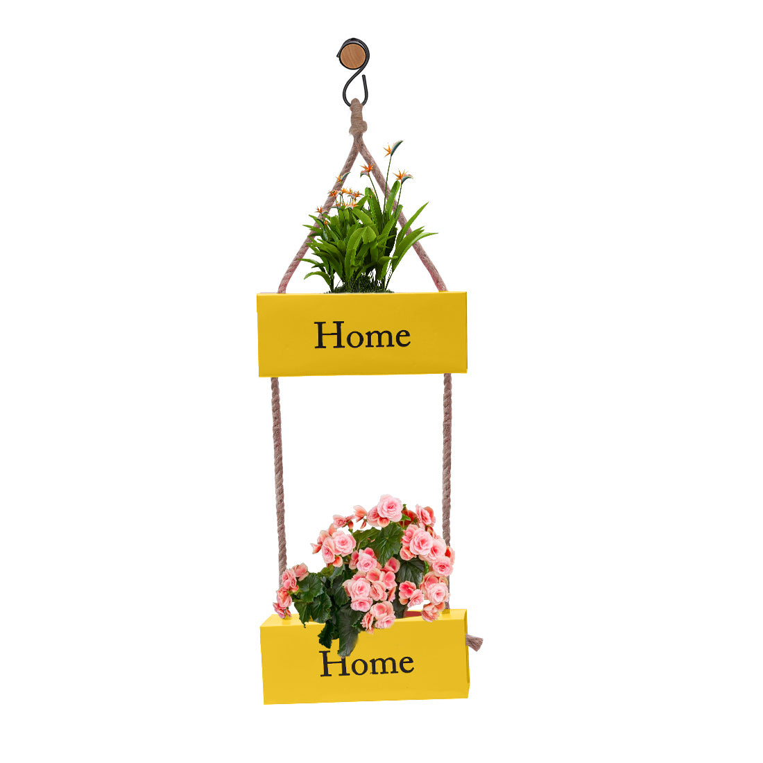 Dekornest Iron Double Hanging Planter with Jute Rope (DH2)