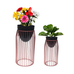 Dekornest Fancy Metal Planters Set of 2 Stand Copper & Pot Copper (1530)