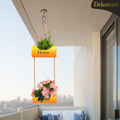 Dekornest  Iron Double Hanging Planter With Jute Rope (DH1)