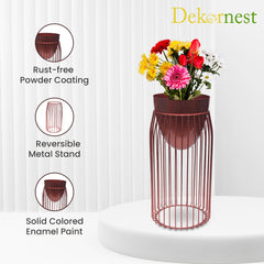 Dekornest Fancy Metal Planters Set of 2 Stand Copper & Pot Copper (1530)