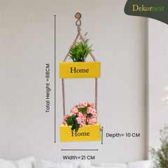 Dekornest Iron Double Hanging Planter with Jute Rope (DH2)